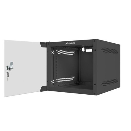 Armario lanberg mural rack 10 pulgadas 4u - 280x310 flat pack negro puerta cristal