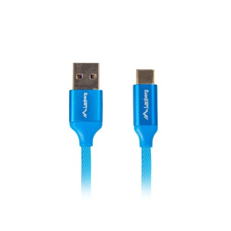 Cable usb lanberg 2.0 macho - usb tipo c macho quick charge 3.0 1m azul