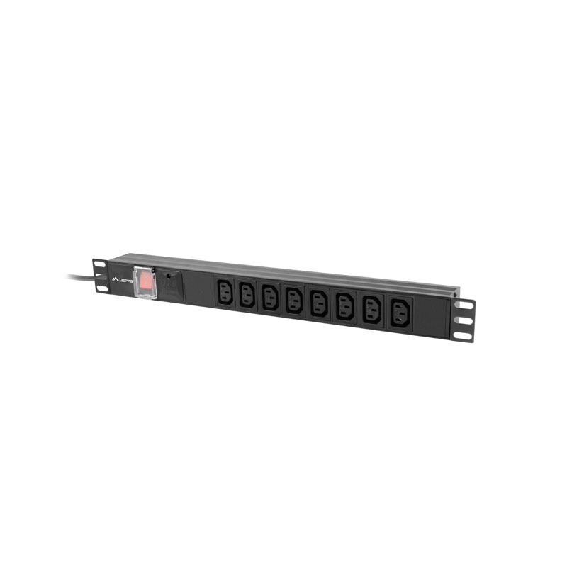 Regleta lanberg 1u 16a rack 19 pulgadas 8x socket iec c13 negro 2m