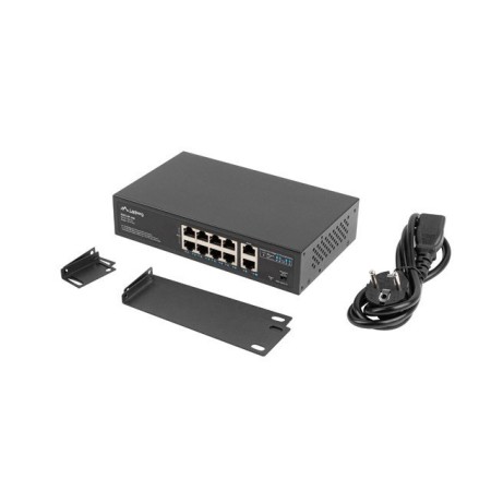 Switch lanberg 10 puertos 100mb 8xpoe+ - 2x gbit ether 120w rack 10 pulgadas - 19 pulgadas
