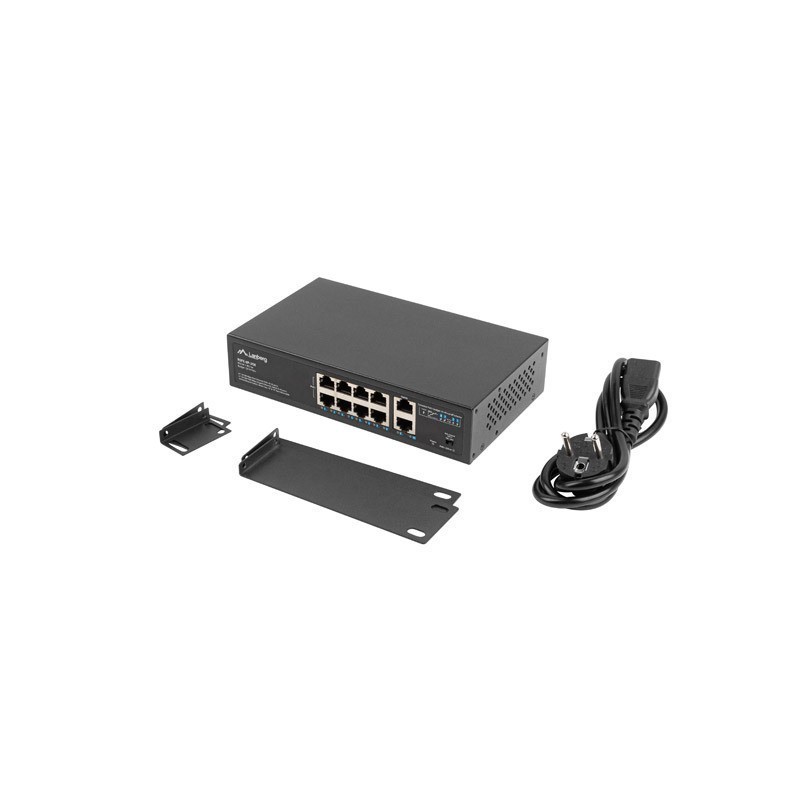 Switch lanberg 10 puertos 100mb 8xpoe+ - 2x gbit ether 120w rack 10 pulgadas - 19 pulgadas