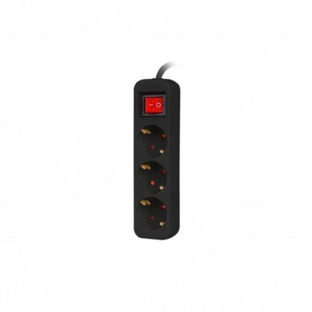 Regleta lanberg 3 tomas schuko con protecion negra 1.5m