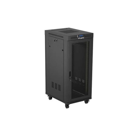 Armario lanberg rack 19 pulgadas 27u - 600x800 flat pack puerta mesh negro con lcd