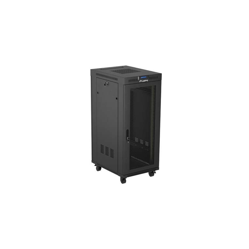 Armario lanberg rack 19 pulgadas 27u - 600x800 flat pack puerta mesh negro con lcd