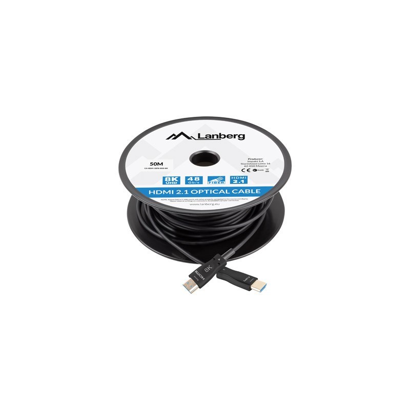 Cable hdmi aoc lanberg v2.1 m - m optico activo 8k 60hz 50m negro