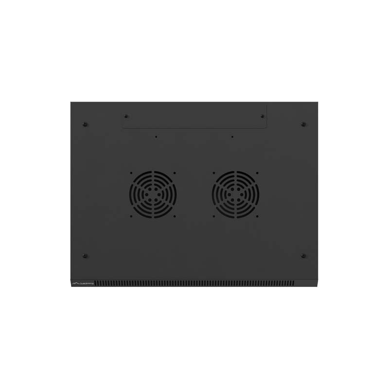Armario lanberg mural rack 19 pulgadas 9u - 600x450 con puerta perforada negro flat pack