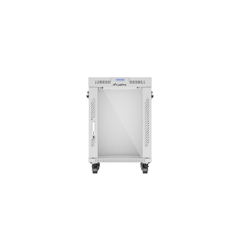 Armario lanberg rack 19 pulgadas 15u - 600x600 flat pack gris puerta de cristal con lcd