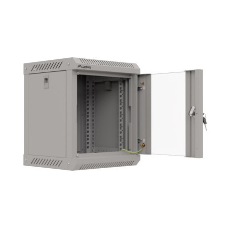 Armario lanberg mural rack 10 pulgadas 6u - 300x300 flat pack gris puerta cristal