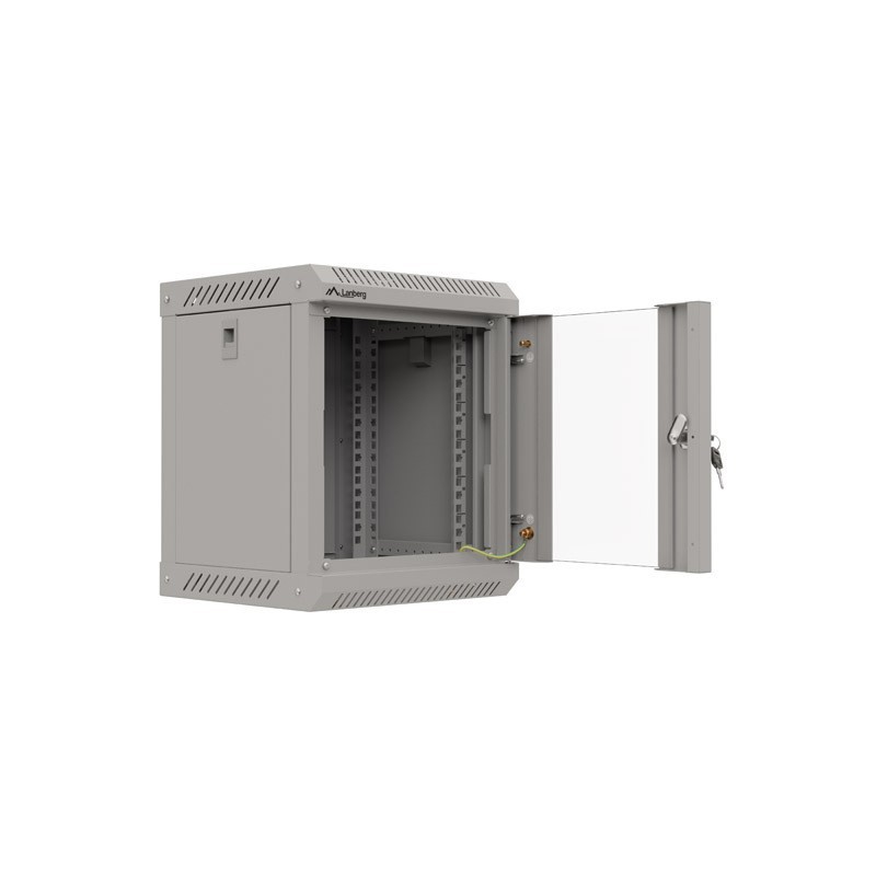 Armario lanberg mural rack 10 pulgadas 6u - 300x300 flat pack gris puerta cristal