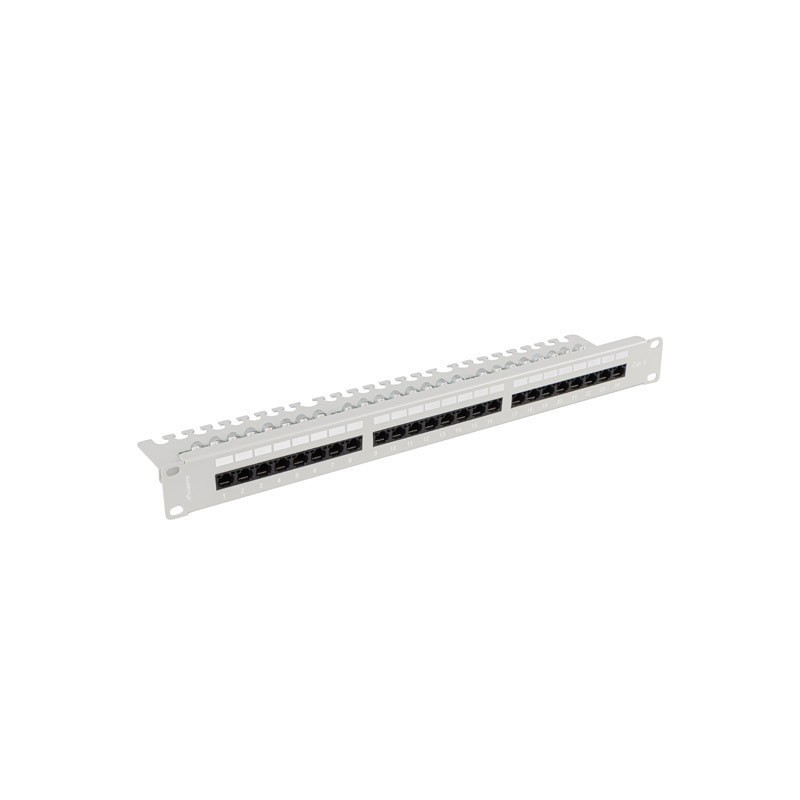 Patch panel lanberg 24 puertos 1u 19 pulgadas cat.6 utp con organizador cables gris