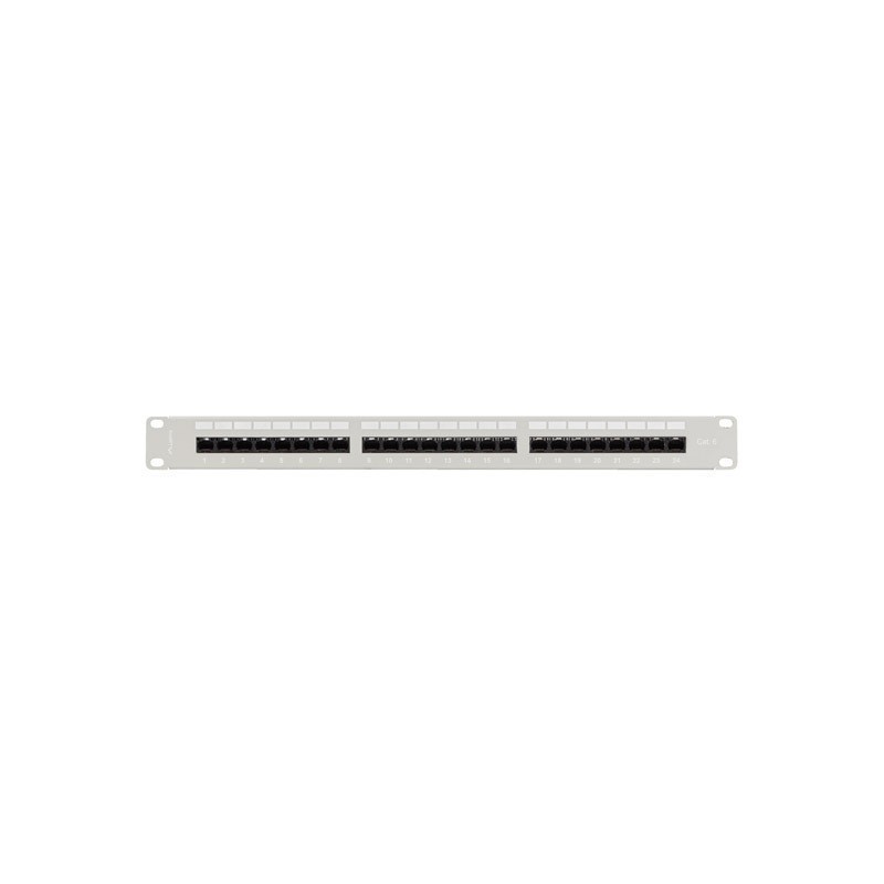 Patch panel lanberg 24 puertos 1u 19 pulgadas cat.6 utp con organizador cables gris