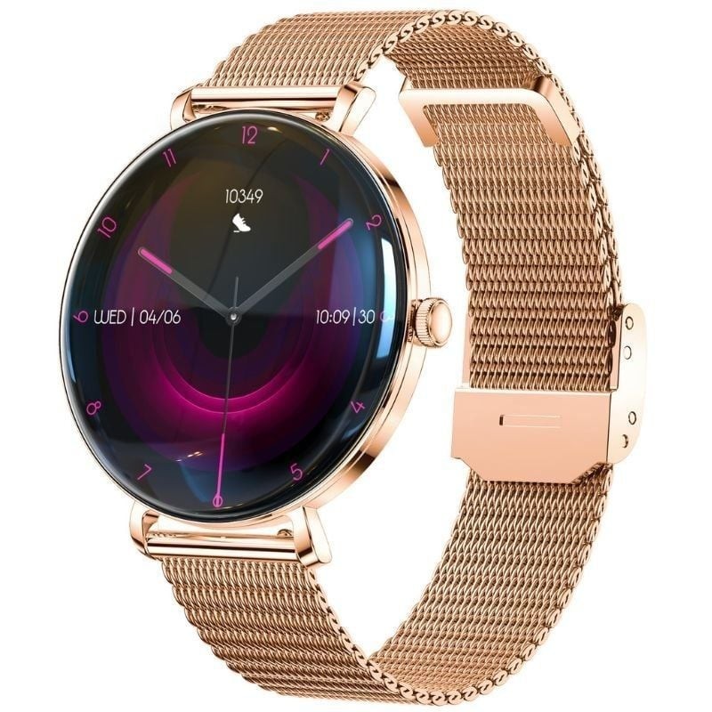 Forever Smartwatch Lucca SB-370/ Notificaciones/ Frecuencia Cardiaca/ Oro Rosa/ Incluye Correa Moteada