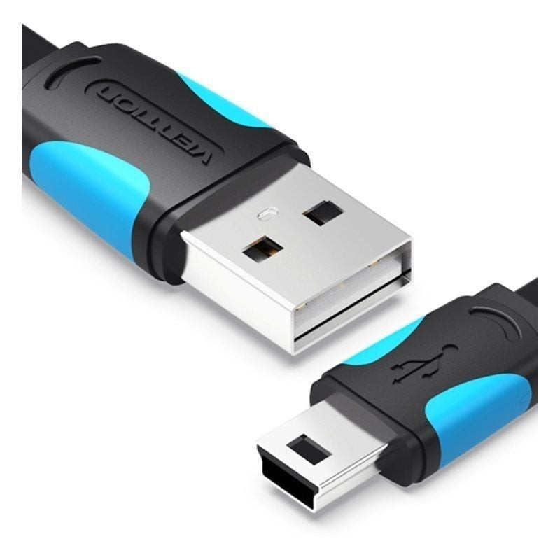 Cable USB 2.0 Vention VAS-A14-B100/ Mini USB Macho - USB Macho/ 480Mbps/ 1m/ Azul y Negro