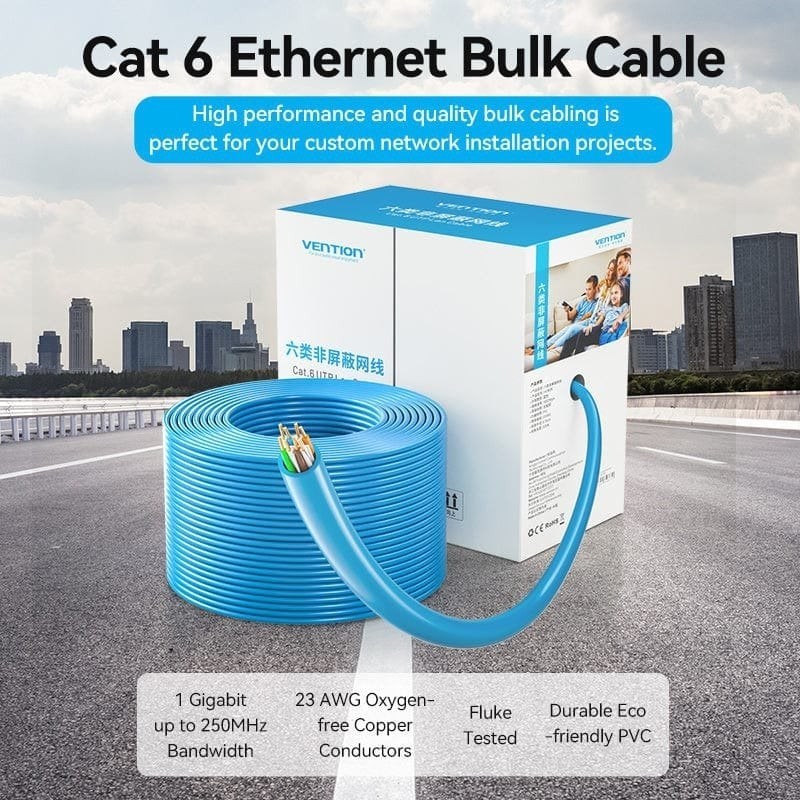 Bobina de Cable RJ45 UTP Vention IHBL305 Cat.6/ 305m/ Azul