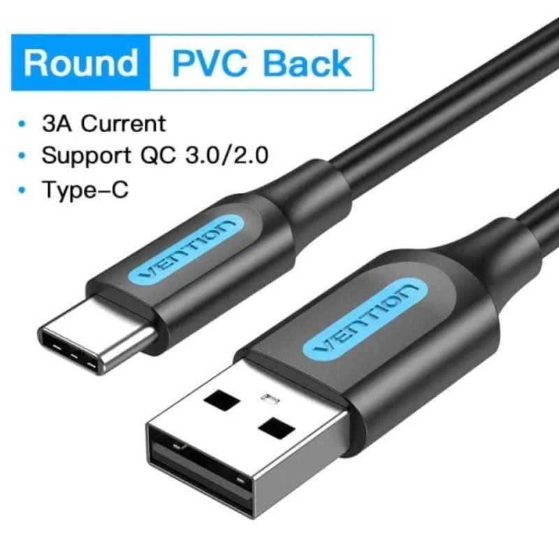 Cable USB 2.0 Tipo-C Vention COKBD/ USB Macho - USB Tipo-C Macho/ 480Mbps/ 50cm/ Gris