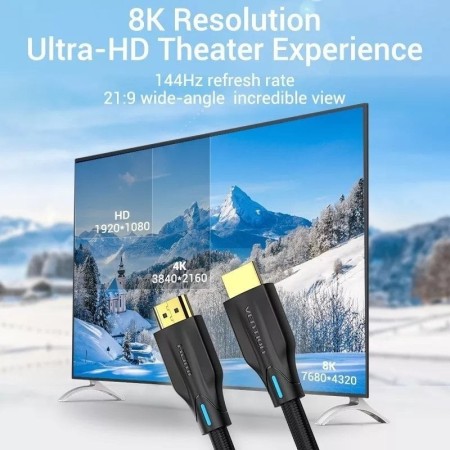 Cable HDMI 2.1 8K Vention AAUBJ/ HDMI Macho - HDMI Macho/ 10m/ Negro