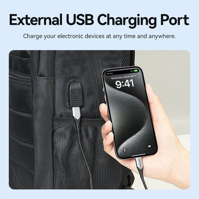 Mochila Vention KRKB0 para Portátiles hasta 17″/ 20L/ Impermeable/ Puerto USB/ Antirrobo/ Negra