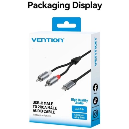 Cable Estéreo Vention BIKHF/ USB Tipo-C Macho - 2x RCA Macho/ 1m/ Gris