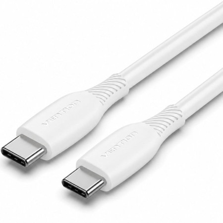 Cable USB 2.0 Tipo-C Vention TRVWF/ USB Tipo-C Macho - USB Tipo-C Macho/ Hasta 60W/ 480Mbps/ 1m/ Blanco