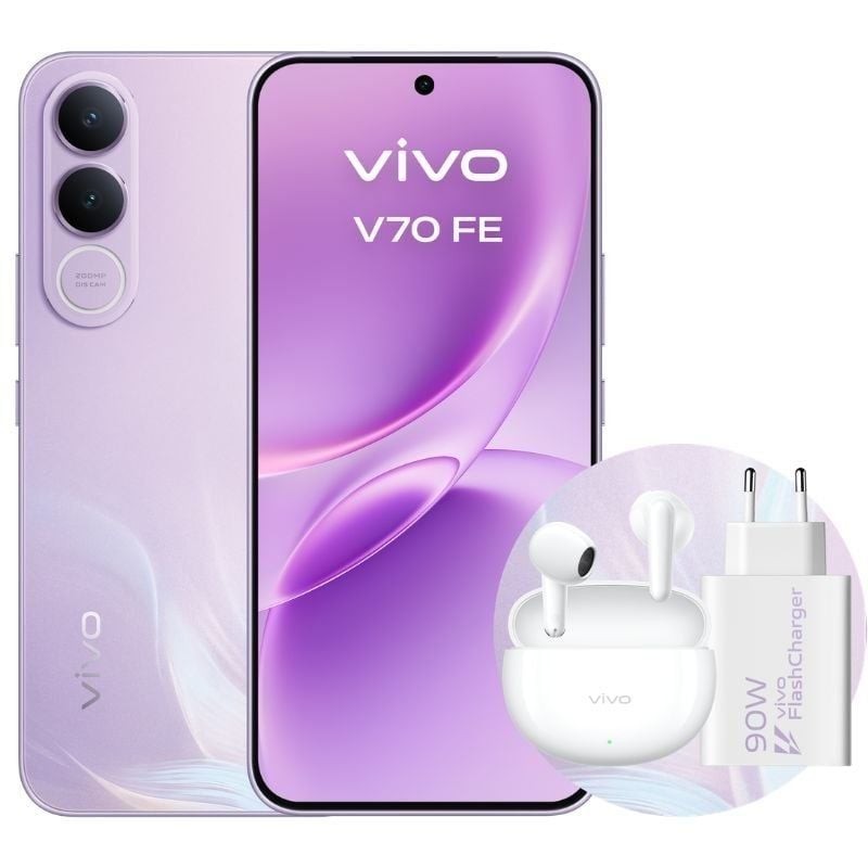 Smartphone Vivo V70 FE 8GB/ 512GB/ 6.83″/ 5G/ Púrpura/ Incluye Cargador + Auriculares