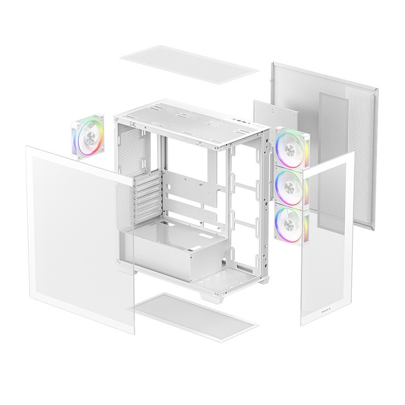 Caja ordenador gaming atx deepcool cg580v2 cristal templado blanca