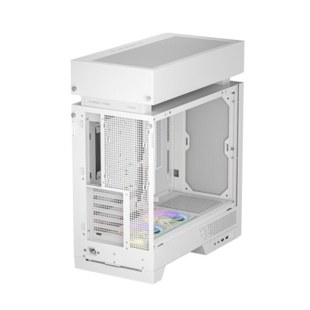 Caja ordenador gaming deepcool cl660 atx argb cristal templado blanca y madera