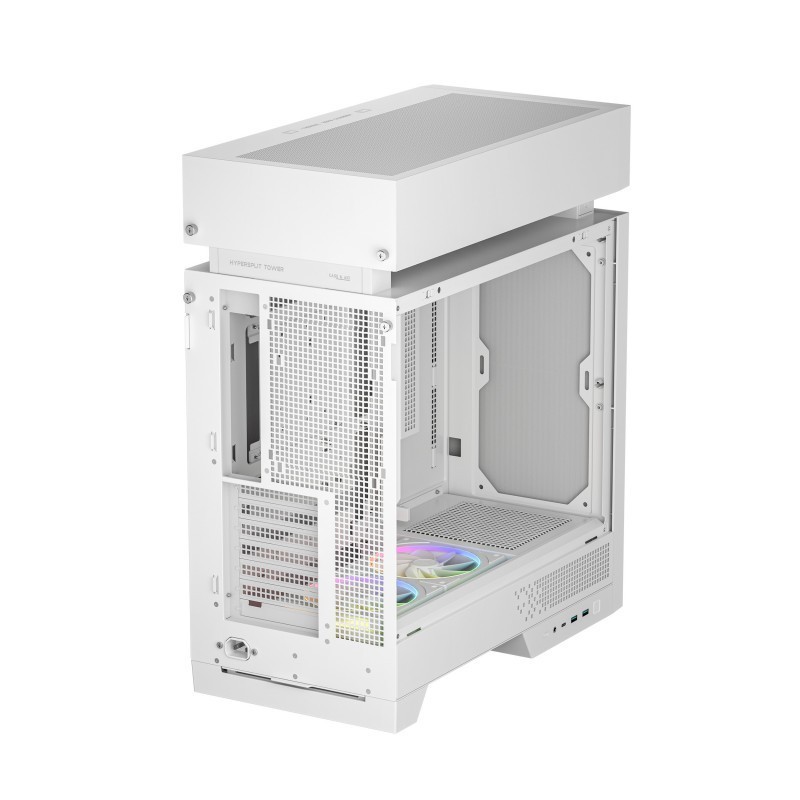 Caja ordenador gaming deepcool cl660 atx argb cristal templado blanca y madera
