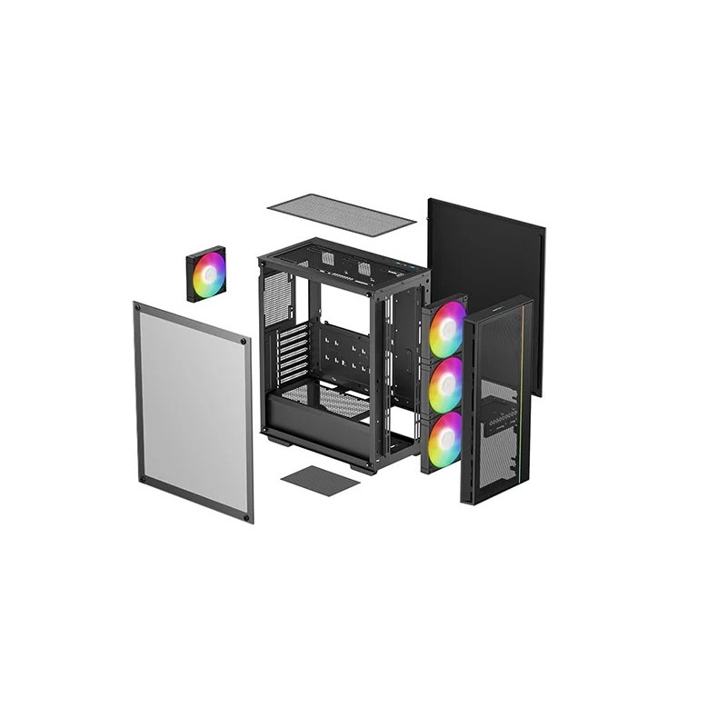 Caja ordenador gaming deepcool matrexx55 mesh v4 atx cristal templado negro