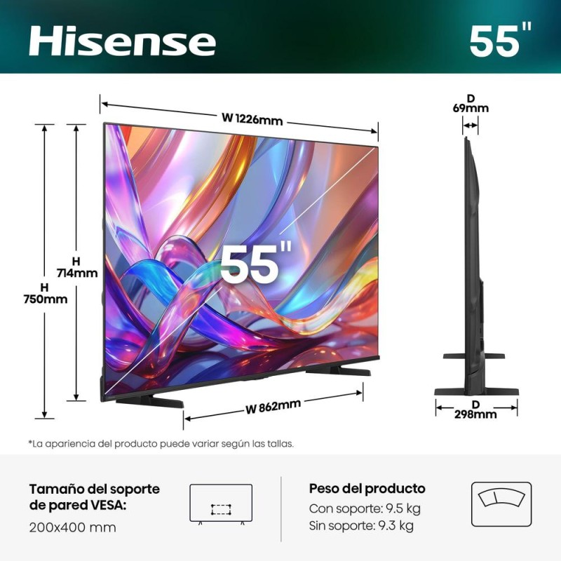 Tv hisense 55 pulgadas qled 4k uhd - 55e7s - smart tv