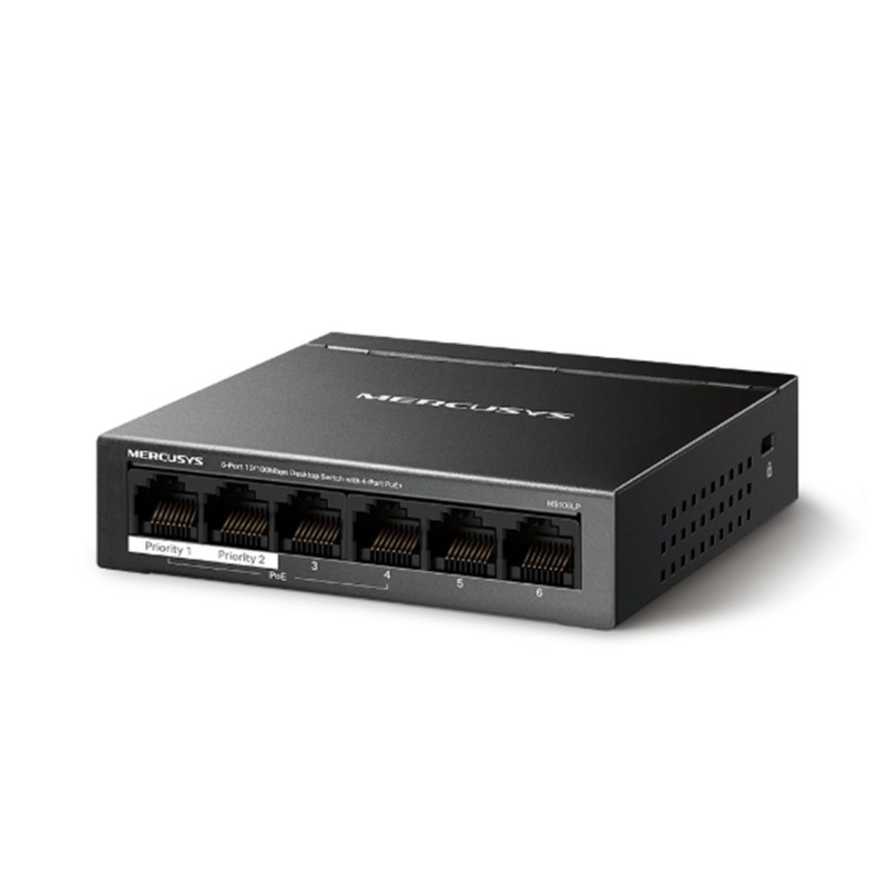 Switch mercusys ms106lp 6 puertos - 10 - 100mbps - rj45 4p poe