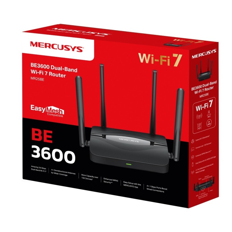 Router wifi7 mercusys mr25be be3600 dual band