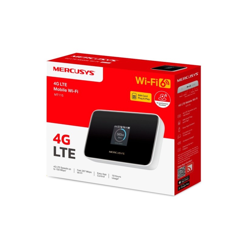 Router portatil wifi 4g lte mercusys mt115 ax300