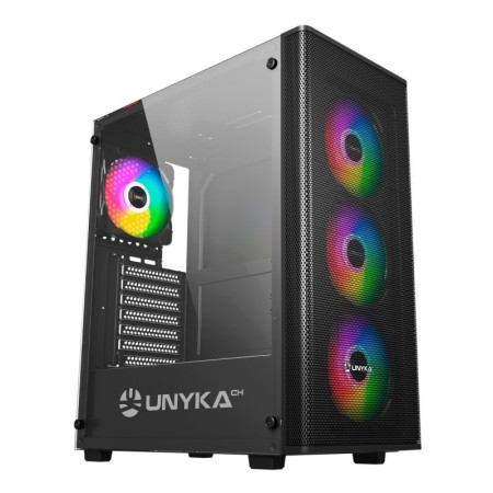 Caja ordenador gaming unykach mir 100 atx argb cristal templado negro