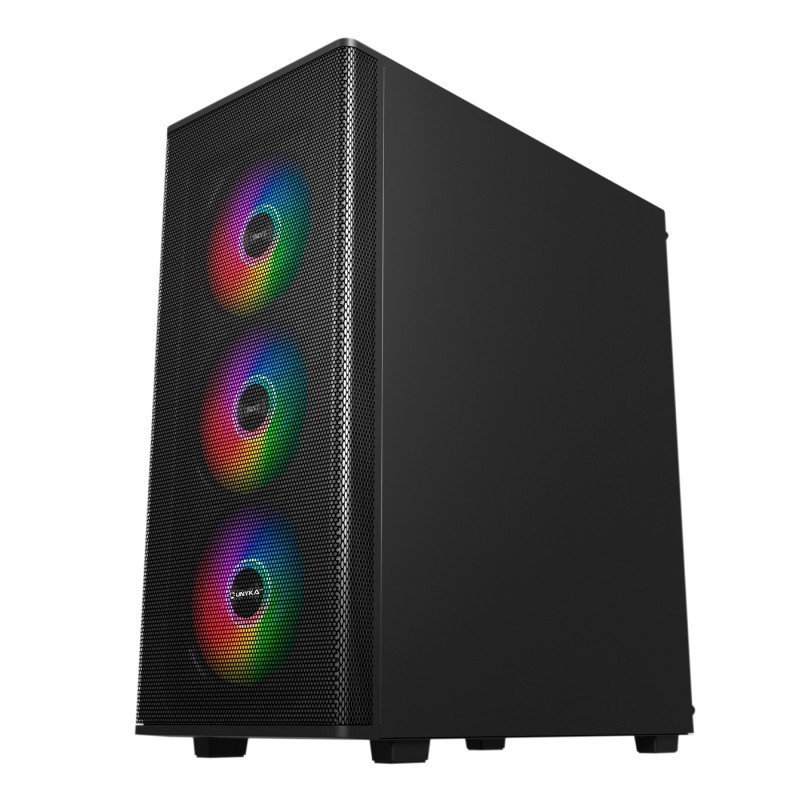 Caja ordenador gaming unykach mir 100 atx argb cristal templado negro