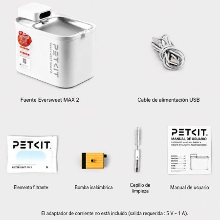 Fuente Inteligente para Mascotas PetKit EverSweet Max 2 UVC/ 3L/ Control desde APP