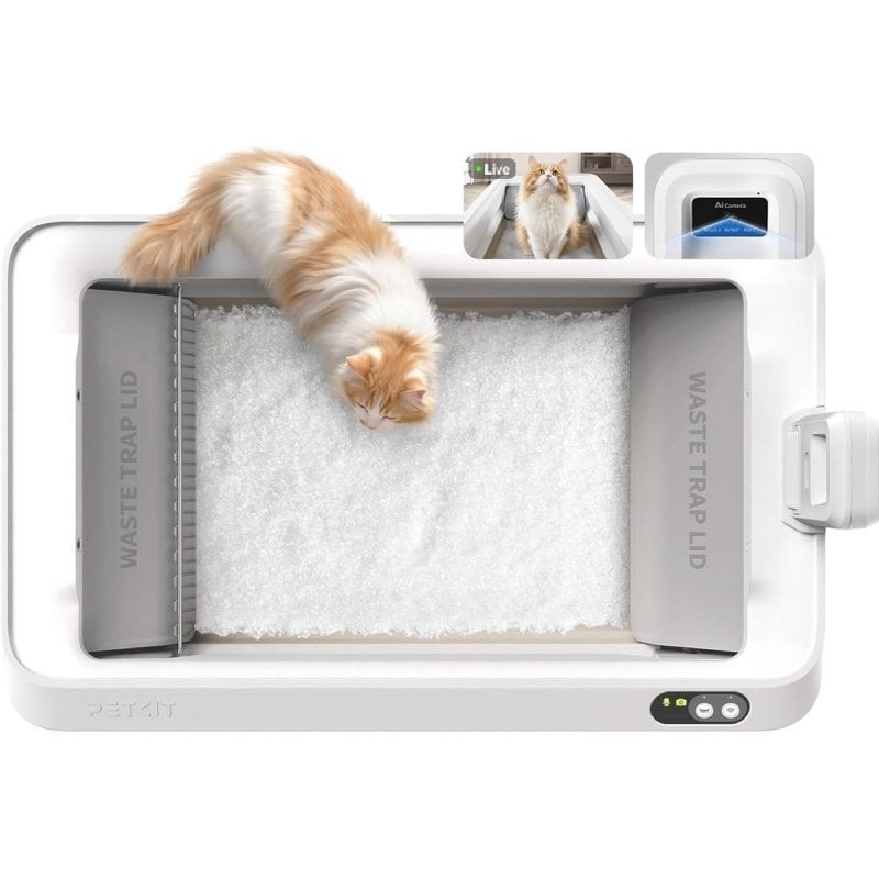 Arenero para Gatos Autolimpiable PetKit PuroBot Crystal Duo con Cámara/ Control desde APP/ Blanco