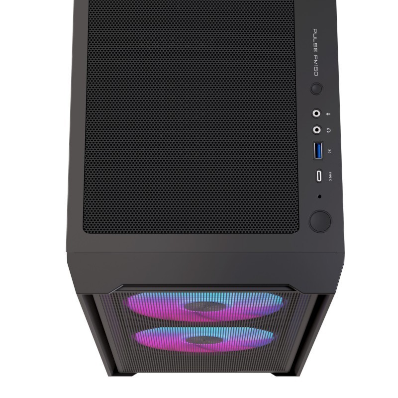Caja ordenador gaming einarex pm150 matx rgb cristal templado negro