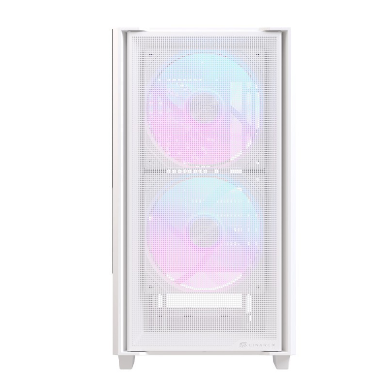 Caja ordenador gaming einarex pm150 matx rgb cristal templado blanca