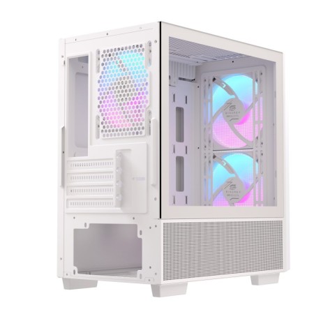 Caja ordenador gaming einarex pm150 matx rgb cristal templado blanca