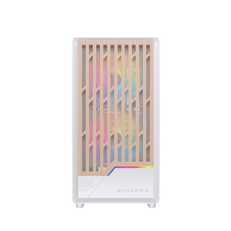 Caja ordenador gaming einarex pm400 atx rgb cristal templado blanca