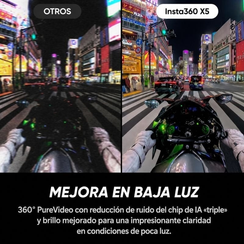Cámara Digital Deportiva Insta360 X5 Motorcycle Bundle/ 8K/ Ángulo de visión 360º/ Negra