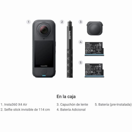 Cámara Digital Deportiva Insta360 X4 Air Pack Principiante/ 8K/ Ángulo de visión 360º/ Negra