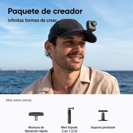 Cámara Digital Deportiva Insta360 GO Ultra Pack Creador/ 4K/ Ángulo de visión 360º/ Negra
