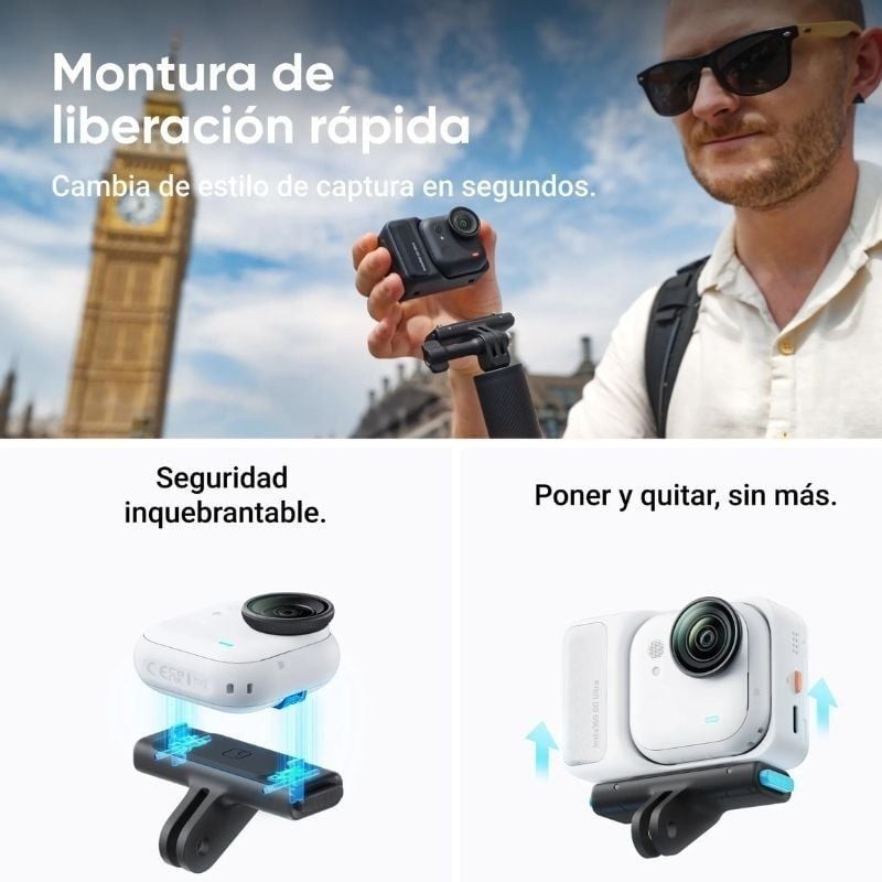 Cámara Digital Deportiva Insta360 GO Ultra Pack Creador/ 4K/ Ángulo de visión 360º/ Negra