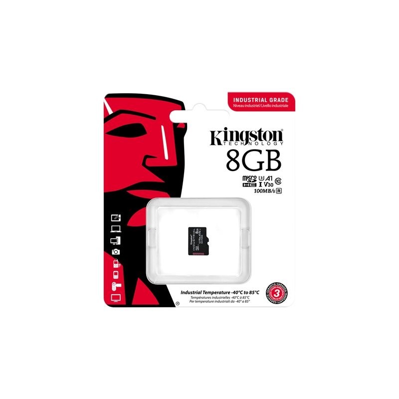 Tarjeta memoria sdhc 8gb kingston industrial uhs - i cl10