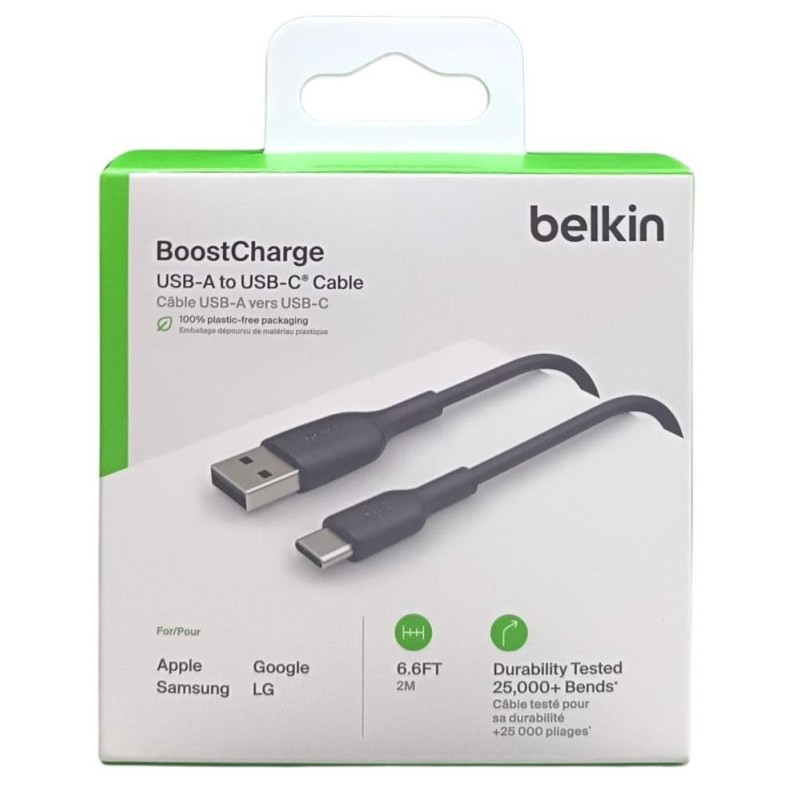 Cable usb tipo c a usb tipo a belkin 2m - macho - macho - negro