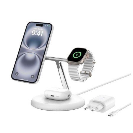 Base de carga inalambrica belkin wiz023vfwh 3 en 1 blanco