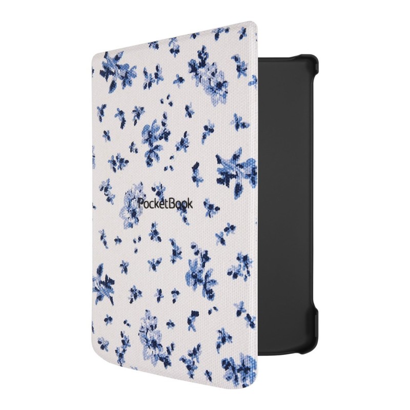 Pocketbook funda shell series verse + verse pro - patron flores blanco azul