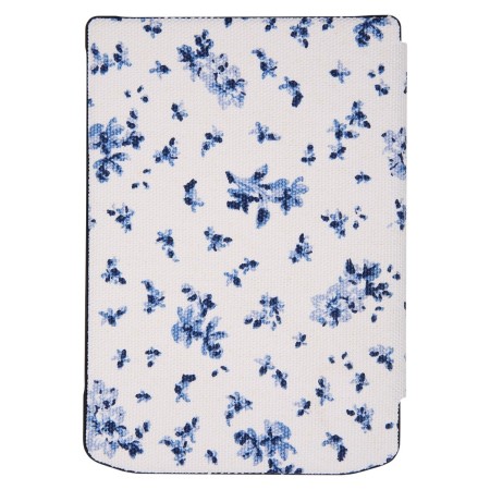 Pocketbook funda shell series verse + verse pro - patron flores blanco azul