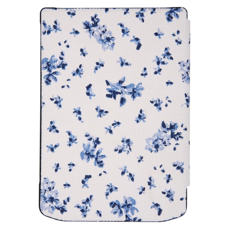 Pocketbook funda shell series verse + verse pro - patron flores blanco azul